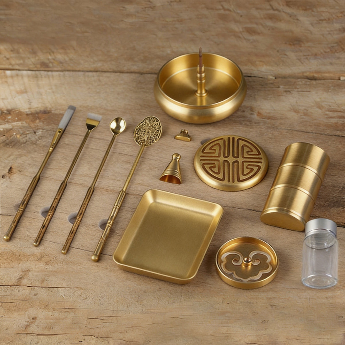 Brushed Brass Seal-Incense Set