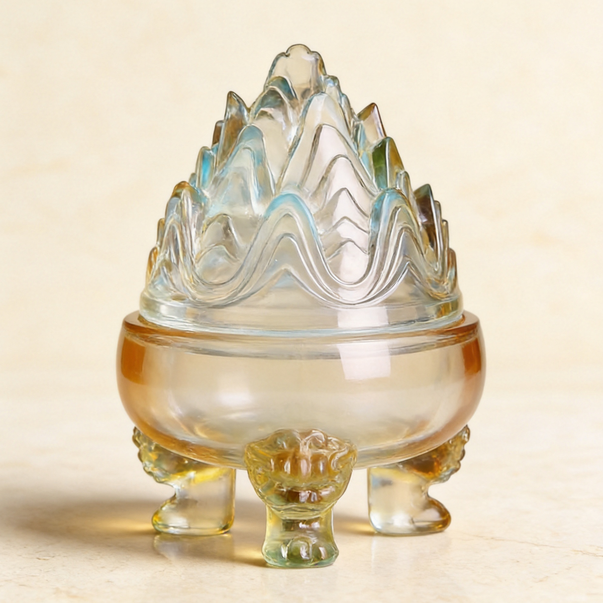 Glass Boshan-Style Seal Incense Burner