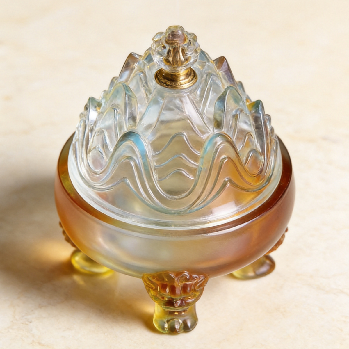 Glass Boshan-Style Seal Incense Burner