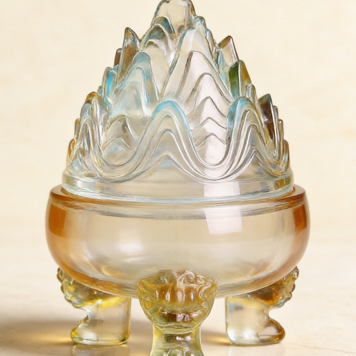 Glass Boshan-Style Seal Incense Burner