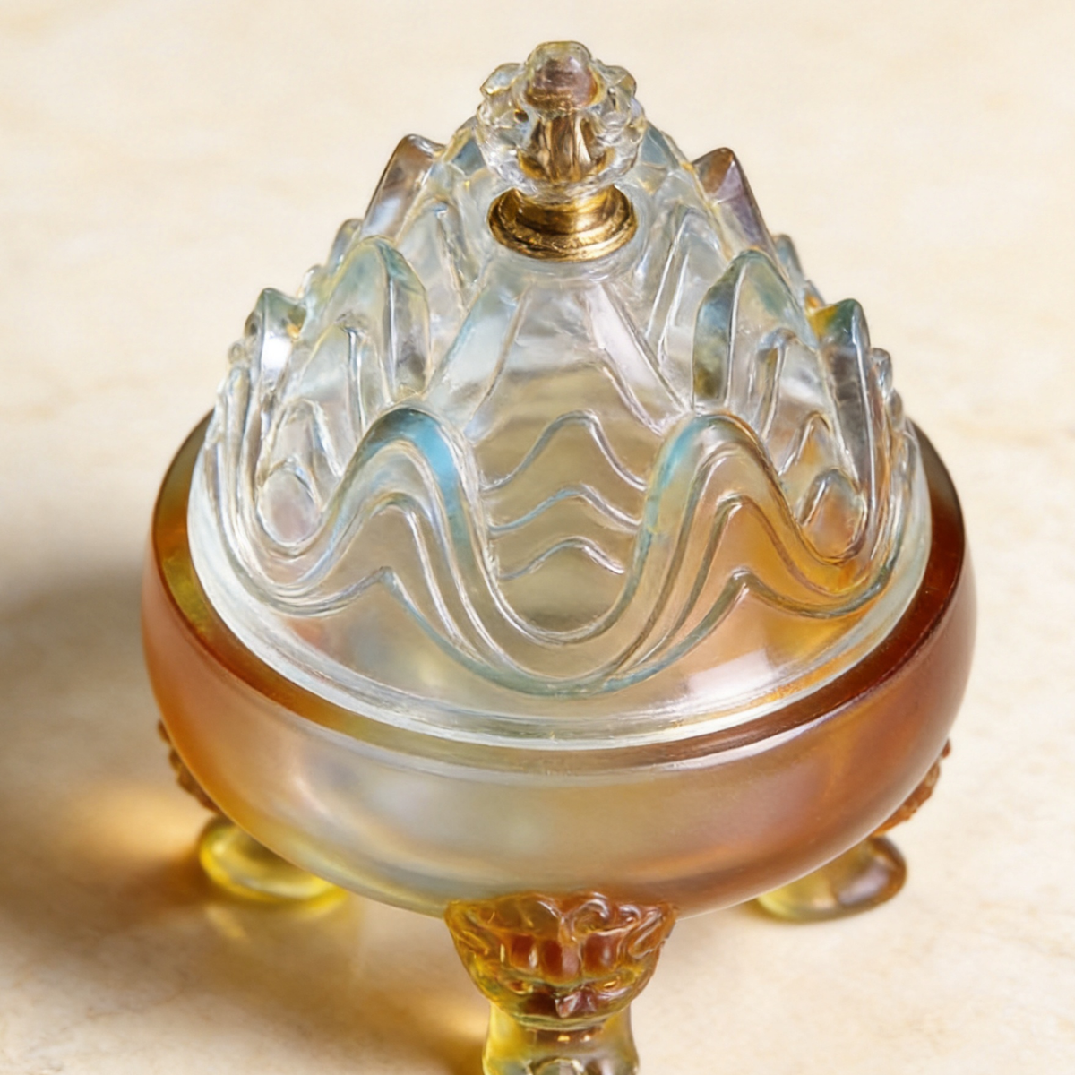 Glass Boshan-Style Seal Incense Burner