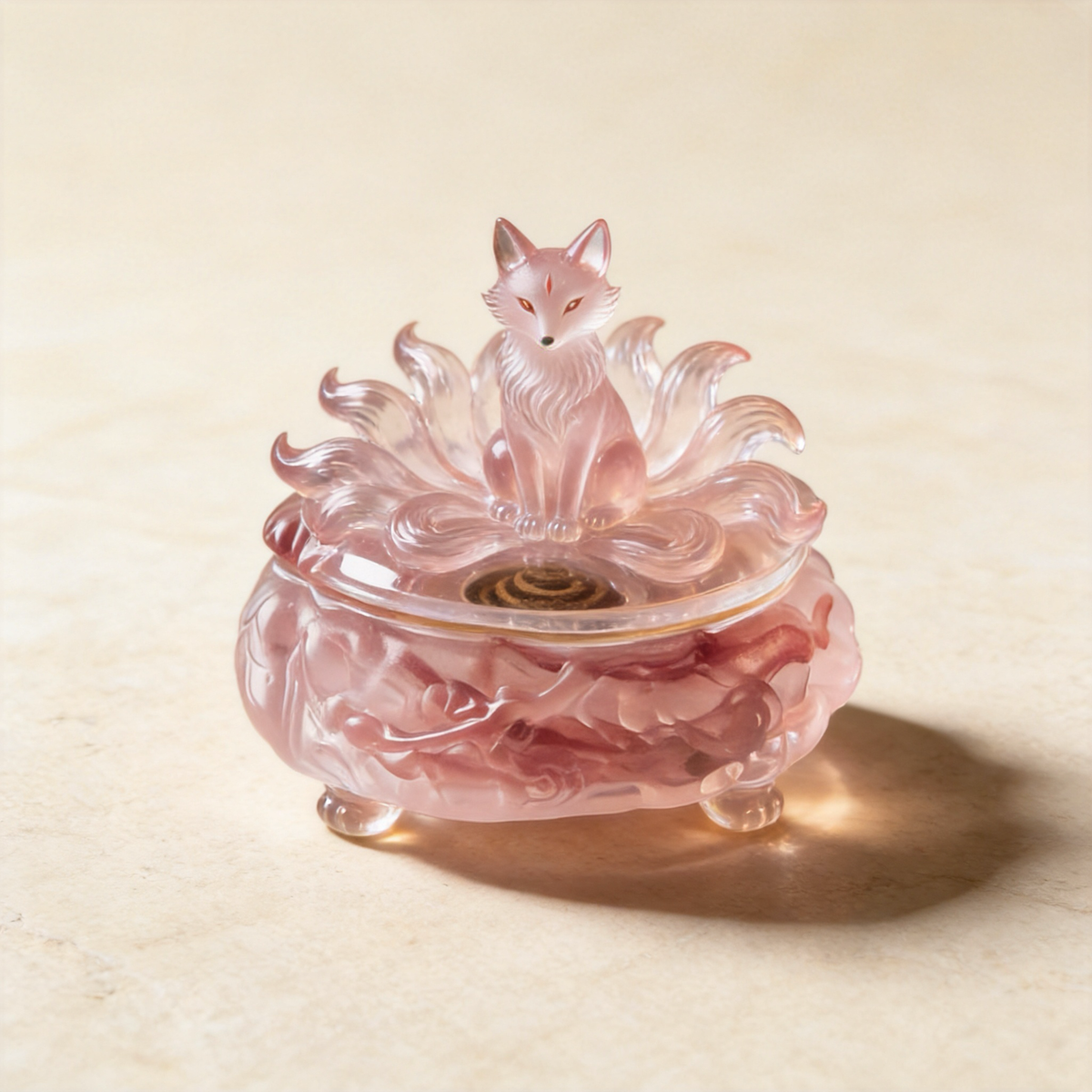 Glass Fox-Lid Seal Incense Burner