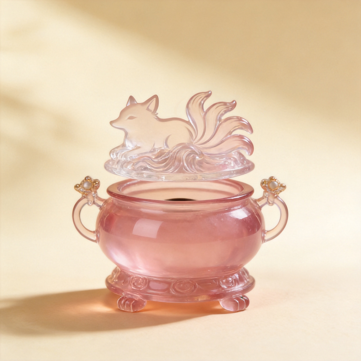 Glass Fox-Lid Seal Incense Burner
