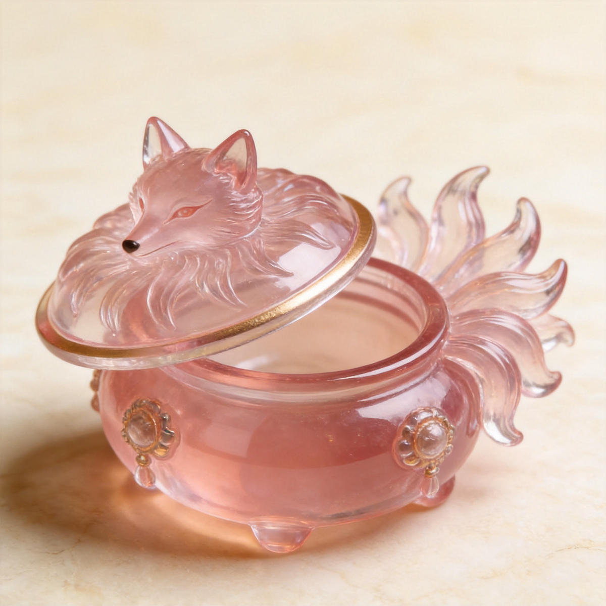 Glass Fox-Lid Seal Incense Burner