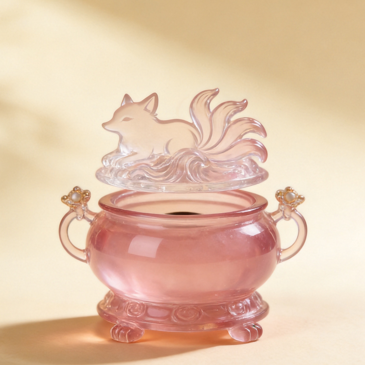 Glass Fox-Lid Seal Incense Burner