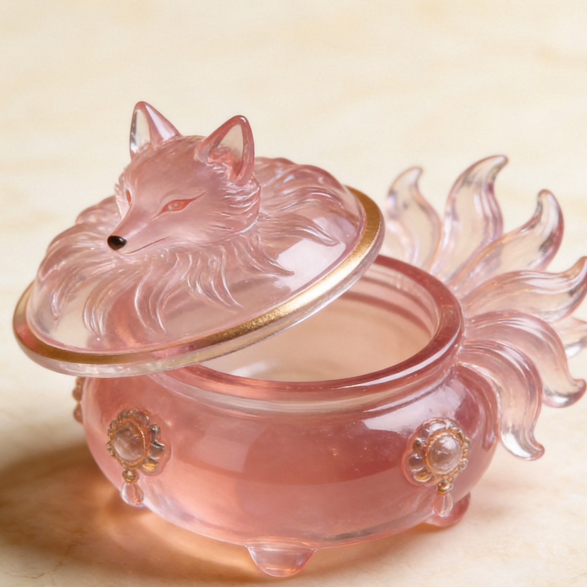 Glass Fox-Lid Seal Incense Burner