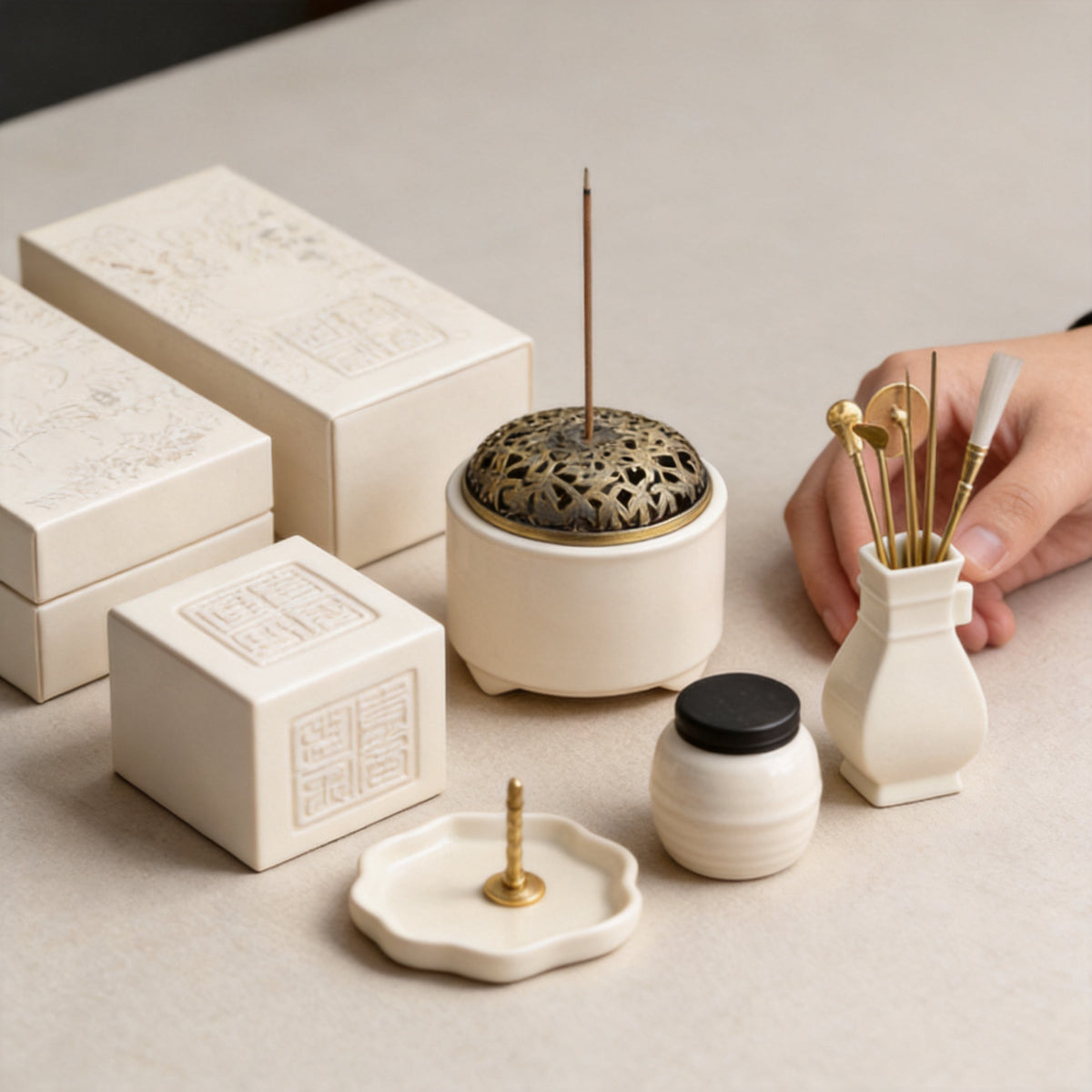 Guanwen Ceramic Seal-Incense Set
