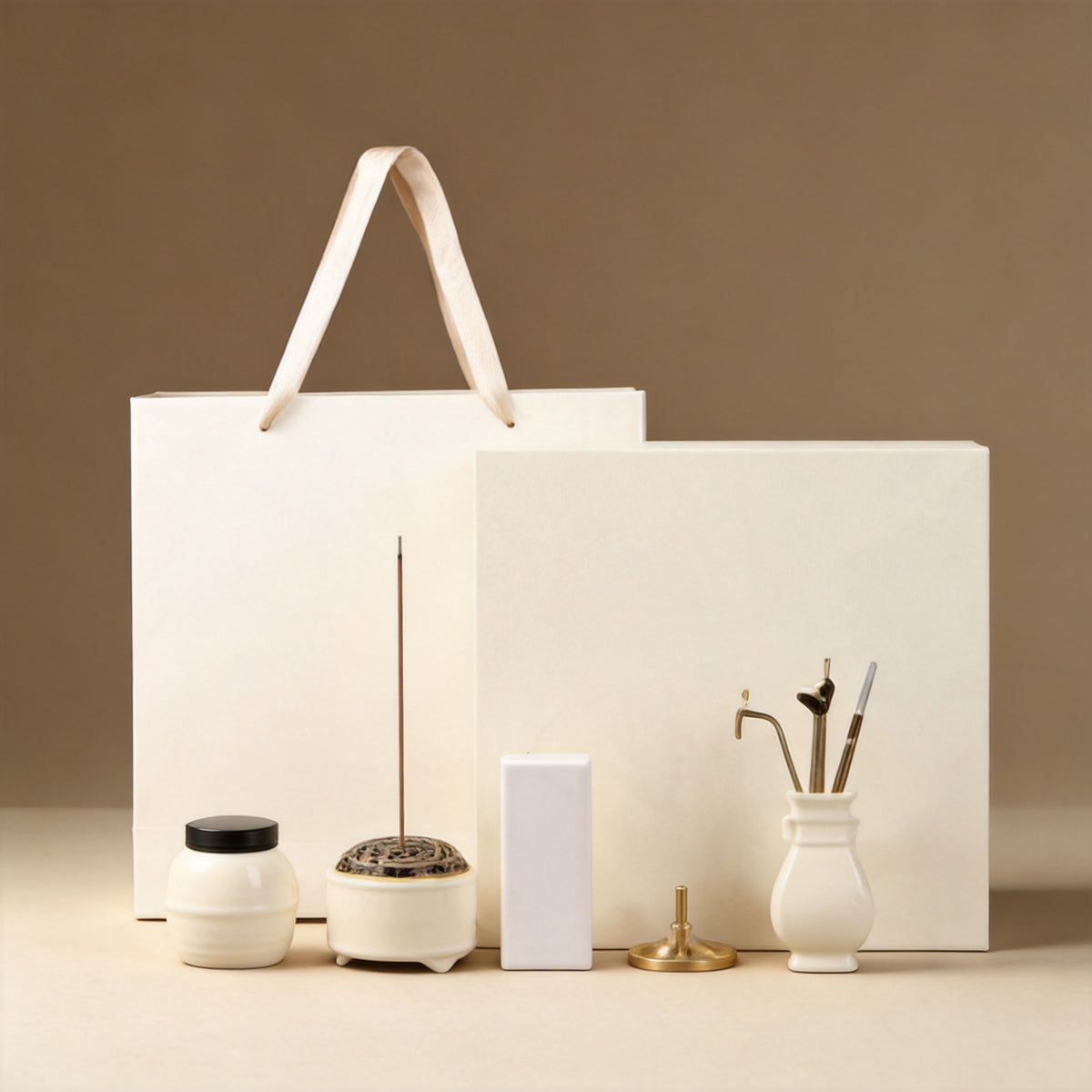 Guanwen White Porcelain Incense Practice Set