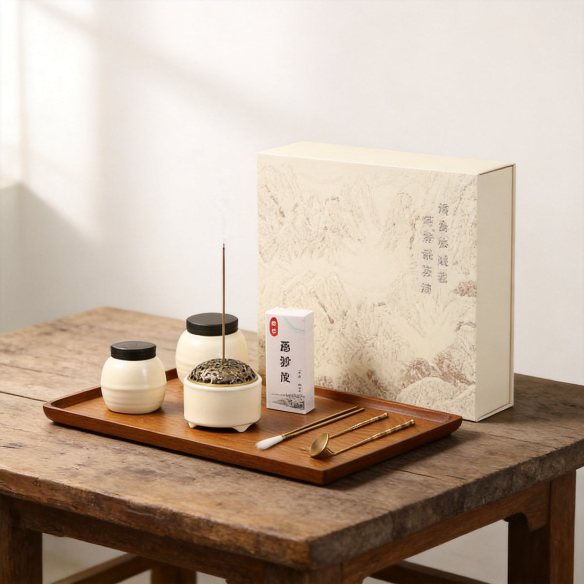 Guanwen White Porcelain Incense Practice Set